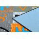 Teppich für Kinder JUMPY Patchwork, Briefe, Zahlen grau / orange / blau