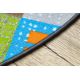 Teppich für Kinder JUMPY Kreis Patchwork, Briefe, Zahlen grau / orange / blau