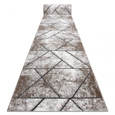Modern löpare COZY 8872 Vägg, geometrisk, trianglar - strukturella två nivåer av hudnabrun