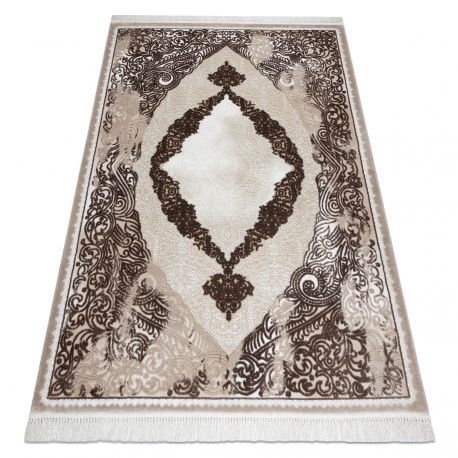 Alfombra de lavado moderna SHAPE 3106 Flor shaggy - beige felpa, gruesa antideslizante