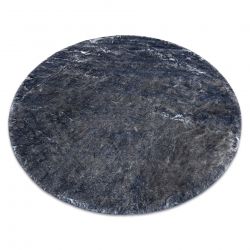 Модерен перален килим LAPIN кръг shaggy, против хлъзгане слонова кост / черно