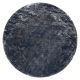 Okrúhly prateľný koberec LAPIN shaggy protišmykový , slonová kosť / čierna