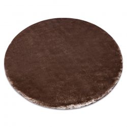 Kulatý pratelný koberec LAPIN shaggy protiskluzový, slonová kost / čokoláda