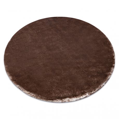 Okrúhly prateľný koberec LAPIN shaggy protišmykový , slonová kosť / čokoláda