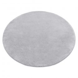 Kulatý pratelný koberec TEDDY Shaggy, plyšový, velmi tlustý, protiskluzový, šedá