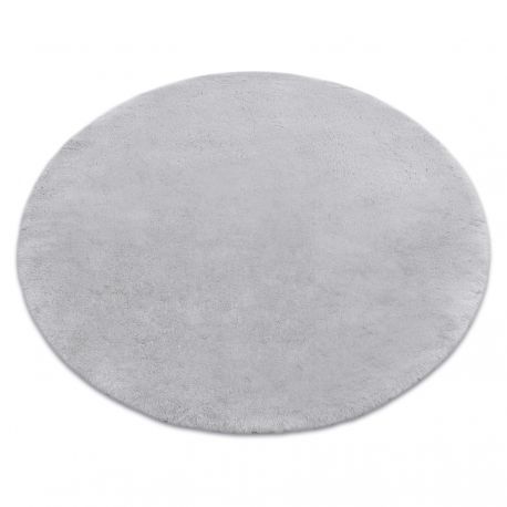 Modern washing carpet TEDDY circle shaggy, plush, very thick anti-slip grey