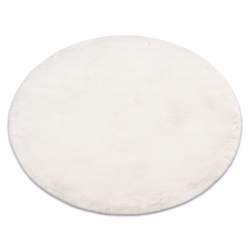 Modern washing carpet TEDDY circle shaggy, plush, very thick anti-slip beige