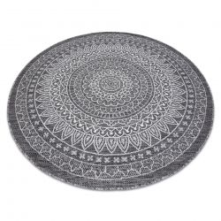 Tapis EN CORDE SIZAL LOFT 21207 Rosette BOHO cercle ivoire/argentin/gris