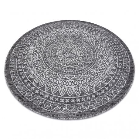 Tapete prumo SIZAL LOFT 21207 Roseta Circulo BOHO marfim/prata/cinzento