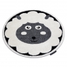 Moderní dětský koberec JOY Kruh Sheep, ovce pro děti - strukturální dvě úrovně fleece krémová / černý