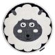 Модерен детски килим JOY кръг Sheep овце, за деца - структурни две нива руно сиво / черно