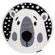 Tapis enfant moderne JOY Cercle Teddy ours, mouton pour enfants - structurel deux niveaux de polaire crème / noir