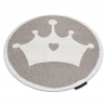 Covor modern pentru copii JOY Cerc Crown, coroană Fulg de nea - structural pe două niveluri de lână bej / crem