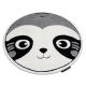Moderner Kinderteppich JOY Kreis Panda für Kinder - strukturelle, zwei Ebenen aus Vlies grau / creme