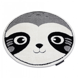 Okrúhly detský koberec JOY Panda, Štrukturálny, dve vrstvy rúna, sivá, krémová