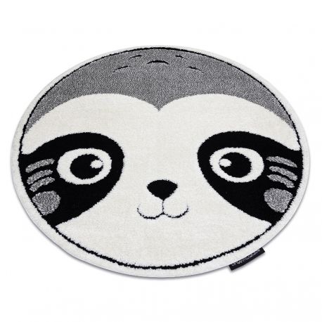 Kindertapijt JOY Rond , Panda beertje, voor kinderen - Structureel, twee poolhoogte , grijskleuring / crème