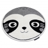 Сучасний дитячий килим JOY коло Panda для дітей - структурний дворівневий флісовий сірий / кремовий