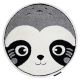 Modern barnmatta JOY cirkel Panda för barn - strukturella två nivåer av hudna grå / grädde