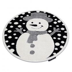 Laste vaip JOY Ring Snowman lumeinimene, lastele - Struktuuriline, kahel tasemel fliis must / koor