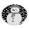 Alfombra infantil moderna JOY Circulo Snowman monigote de nieve, para niños - estructura dos niveles de vellón negro / crema 