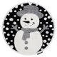 Alfombra infantil moderna JOY Circulo Snowman monigote de nieve, para niños - estructura dos niveles de vellón negro / crema 
