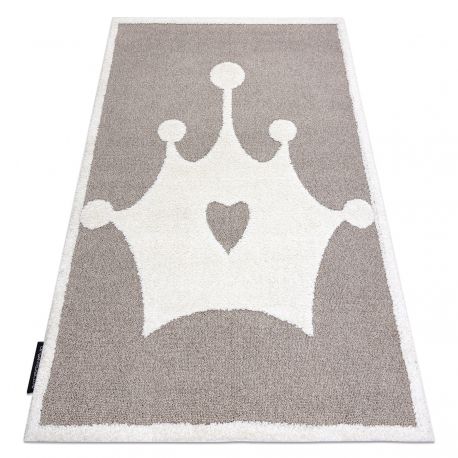 Modern children's carpet JOY Crown, for children - structural two levels of fleece beige / cream