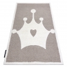 Moderní dětský koberec JOY Crown, koruna pro děti - strukturální dvě úrovně fleece béžový / krémová