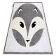 Модерен детски килим JOY Fox, лисица за деца - структурни две нива руно сиво / кремаво
