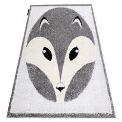 Tappeto moderno per bambini JOY Fox, volpe per bambini - strutturale a due livelli di pile grigio / crema
