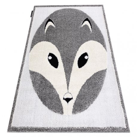 Moderner Kinderteppich JOY Fox, Fuchs für Kinder - strukturelle, zwei Ebenen aus Vlies grau / creme