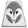 Covor modern pentru copii JOY Fox, vulpe - structural pe două niveluri de lână gri / crem