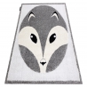 Moderní dětský koberec JOY Fox, liška pro děti - strukturální dvě úrovně fleece šedá / krémová