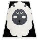 Alfombra infantil moderna JOY Sheep, oveja para niños - estructura dos niveles de vellón crema / negro