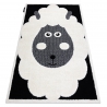 Tapis enfant moderne JOY Sheep, mouton pour enfants - structurel deux niveaux de polaire crème / noir