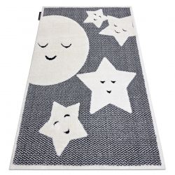 Modern children's carpet JOY Moon, for children - structural two levels of fleece grey / cream