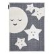 Сучасний дитячий килим JOY Moon Місяць, для дітей - структурний дворівневий флісовий сірий / кремовий
