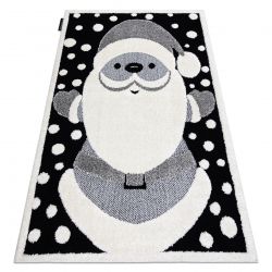 Modern children's carpet JOY Santa claus, for children - structural two levels of fleece black / cream