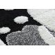 Moderný detský koberec JOY Santa, Mikuláš, štrukturálny, dve vrstvy rúna, čierna, krémová