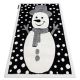 Tapete infantil moderno JOY Snowman boneco de neve, para crianças - estrutural de dois níveis de lã preto / creme