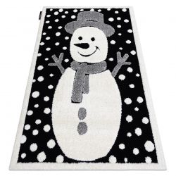 Kindertapijt JOY Snowman sneeuwman, voor kinderen - Structureel, twee poolhoogte , zwart / crème