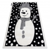 Tappeto moderno per bambini JOY Snowman pupazzo di neve, per bambini - strutturale a due livelli di pile nero / crema 