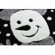 Alfombra infantil moderna JOY Snowman monigote de nieve, para niños - estructura dos niveles de vellón negro / crema 