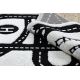 Модерен детски килим JOY City Град, улици - структурни две нива руно сиво / черно