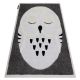 Tapete infantil moderno JOY Owl, Coruja para crianças - estrutural de dois níveis de lã cinza / creme