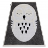 Moderní dětský koberec JOY Owl, Sova pro děti - strukturální dvě úrovně fleece šedá / krémová