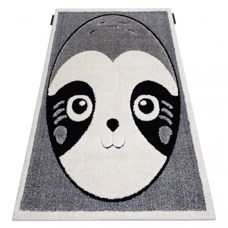 Tapete infantil moderno JOY Panda para crianças - estrutural de dois níveis de lã cinza / creme