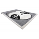 Dětský koberec JOY Panda medvěd, Strukturální, dvě vrstvy rouna, šedá, krémová