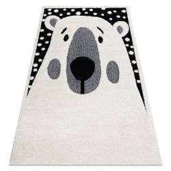 Modern JOY Teddy, medve gyerek szőnyeg, gyerekeknek - kétszintes krém / fekete
