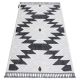 Teppe MAROC H5157 Aztec, Etnisk hvit / svart Frynser Berber marokkansk shaggy