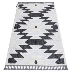 Teppich MAROC H5157 aztekisch, ethnisch weiß / schwarz Franse berber marokkanisch shaggy